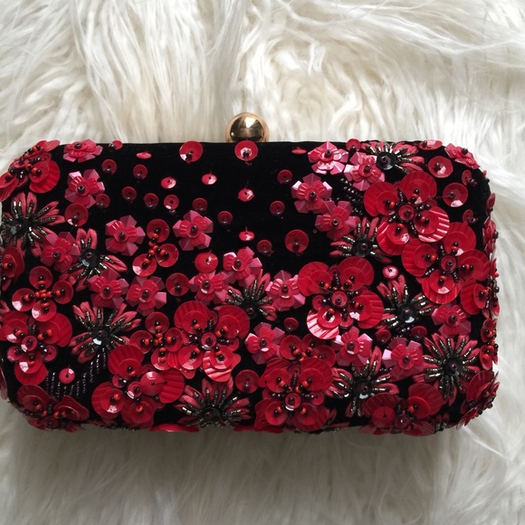 JCREW BEADED VELVET EMBELLISHED CLUTCH NWT - Picture 2 of 9